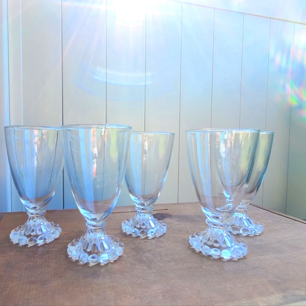 Vintage Anchor Hocking Berwick Vintage Boopie clear water goblets - Picture 1 of 8